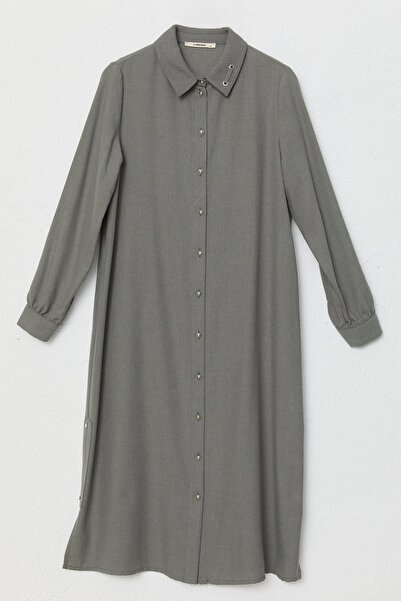 Nihan Büyük Beden Kuşgözü Detaylı Tunik Haki