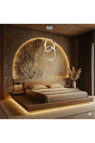 AURA LIGHTING Krom Badem Sarkıt Çift Taraflı Çizgili 3 Renk LED Modern Avize ...