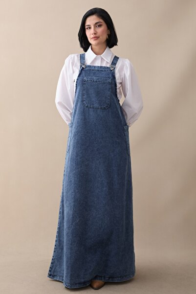 InStyle سروال جينز أزرق فاتح بجيبين وحزام