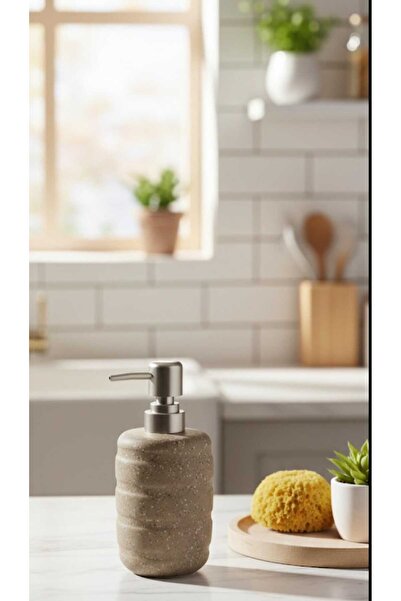 Home Round Stone Ceramic Liquid Soap Dispenser Kitchen Bathroom Soap Dispenser Minimal Modern Stylish Soap Dispenser