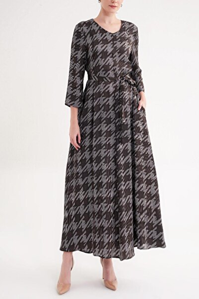 SOCIETA Kahve Bol kesim kemerli elbise 94697