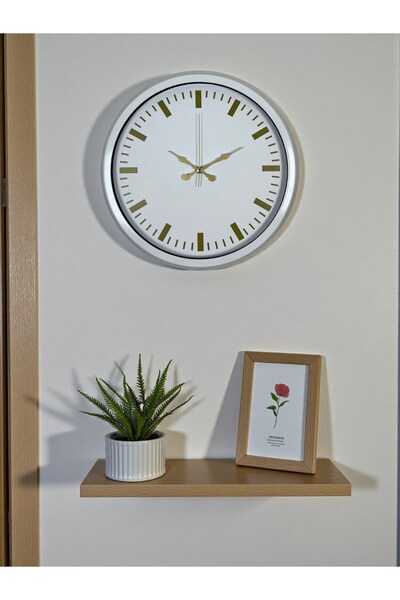 Marsilyan White Elegance 40 cm Metal Wall Clock