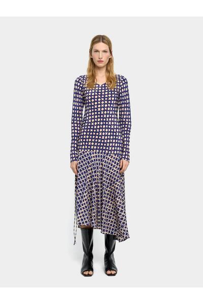 PARFOIS Desenli Midi Elbise