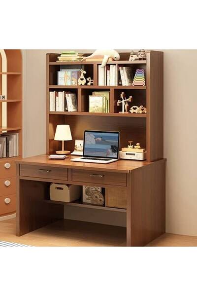 NKX Modern Multifunctional Computer Table Home Office Writing Workstation with Storage Shelves 80 CM