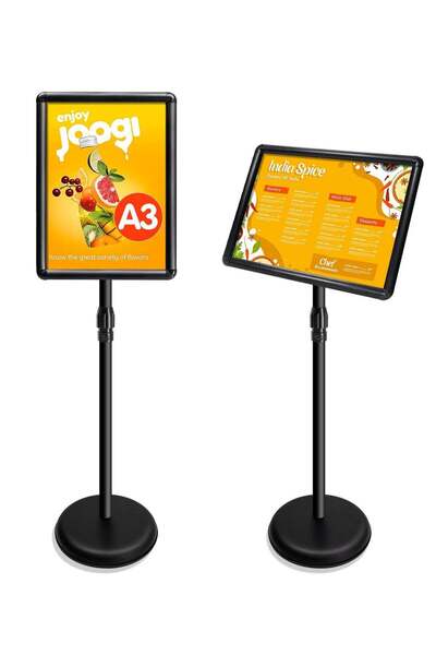 Generic Adjustable A3 Aluminum Sign Stand with Snap Frame - Stable Floor Display Rack for Posters & Menus (B