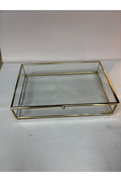 kurt41 Glass chest, glass metal framed presentation box with lid, chocolate candy and jewelry box 30 cm x 20 cm