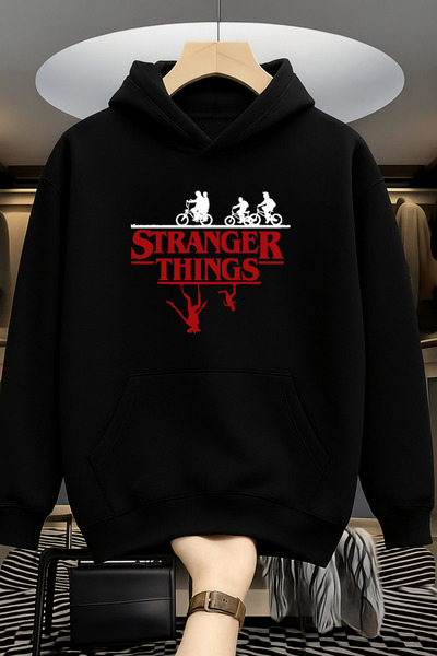 Revasser Yeni Sezon Stranger Özel Seri Tasarım Kapüşonlu Pamuklu Sweatshirt K...