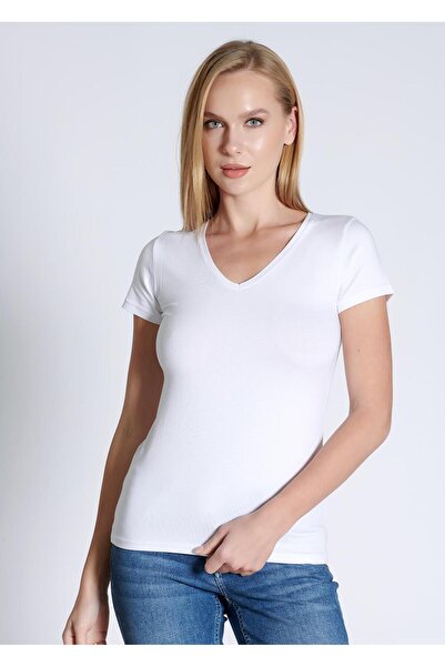 Belinay 0984 V yaka Kısa Kollu Kadın T-shirt
