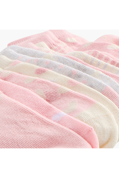Juniors Heart Print Ankle Length Socks - Set of 10
