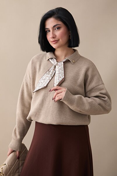 InStyle Scarf Knitwear Mink Tunic