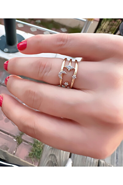 ECEMSEL خاتم حجر القمر والنجمة قابل للتعديل