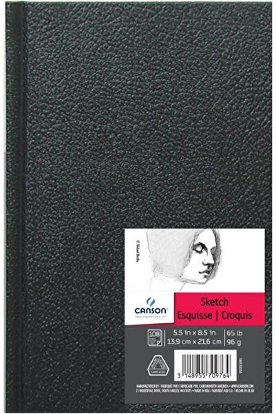 Canson Artist Series Sketchbook, Hard Cover, 14 cm x 21.5 cm, 108 Sheets - Flat Sketchbook