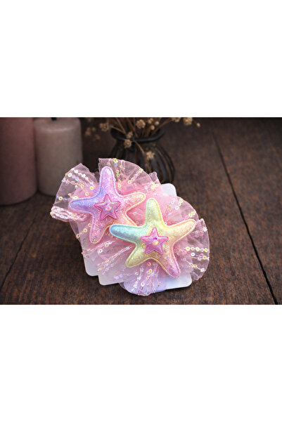 LİA CLİPS CO Kız Çocuk Deniz Yıldızı Toka – Simli Tül Detaylı Renkli Saç Toka...