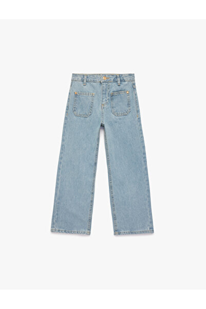 Koton Cotton Relaxed Fit Wide Leg Denim Pants