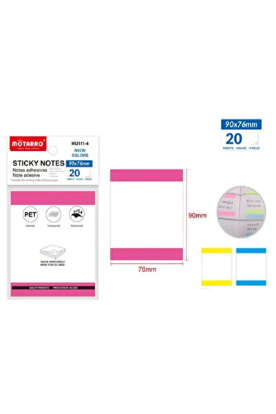 MOTARRO Sticky Notes MU111-4, Neon Color Self-Adhesive Memo Pads for Office, School & Home