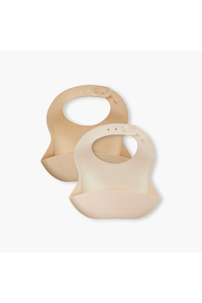 Juniors Silicone Baby Bib with Button Closure - Set of 2