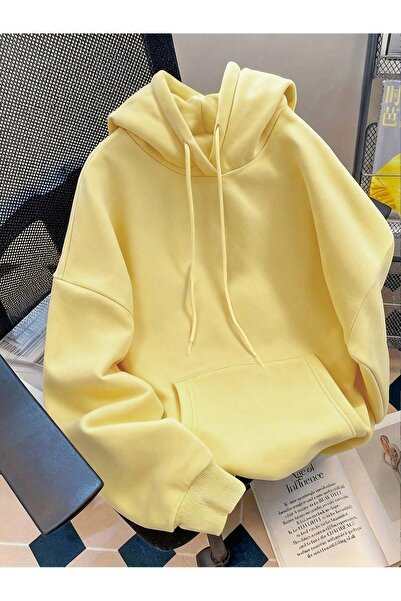 ZİYMO Kapüşonlu Sweatshirt Büyük Beden Rahat Kesim Sweat