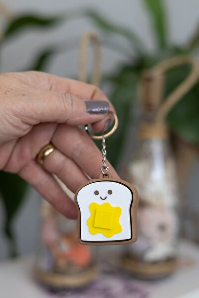 Modello Craft سلسلة مفاتيح توست كليكير – سلسلة مفاتيح تفاعلية بتصميم توست لطيف |   جهاز تخفيف التوتر بالضغط