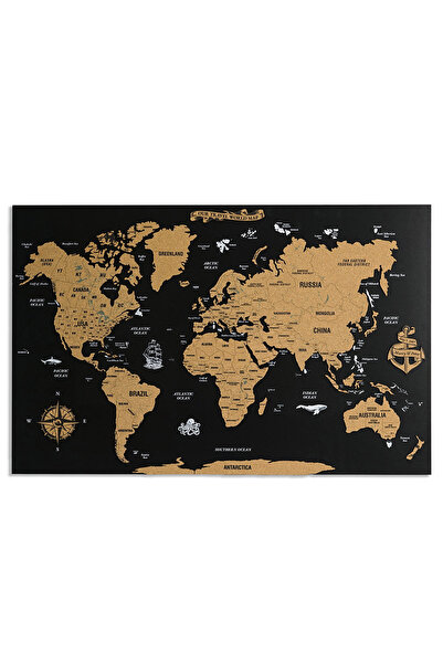 Colorfull Worlds Harta lumii din lemn din plută - Decor de perete pentru biro...