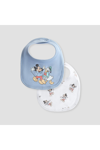 Disney Mickey Mouse Print Bib with Button Closure - Set of 2