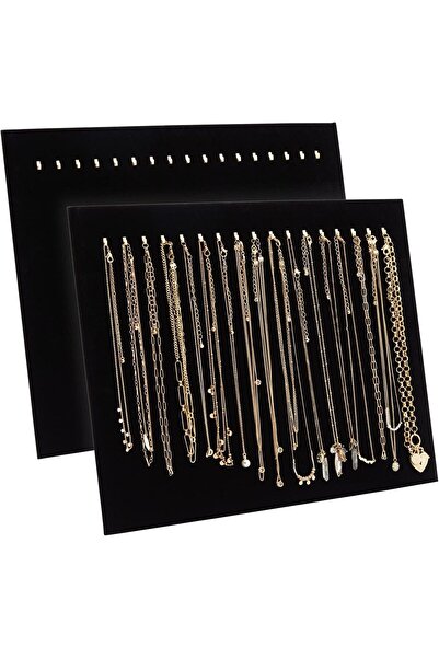 Genie Crafts Pachet de 2 organizatoare de coliere din catifea, cu 17 cârlige, suport de afișare pentru brățări și lanțuri, excelent pentru