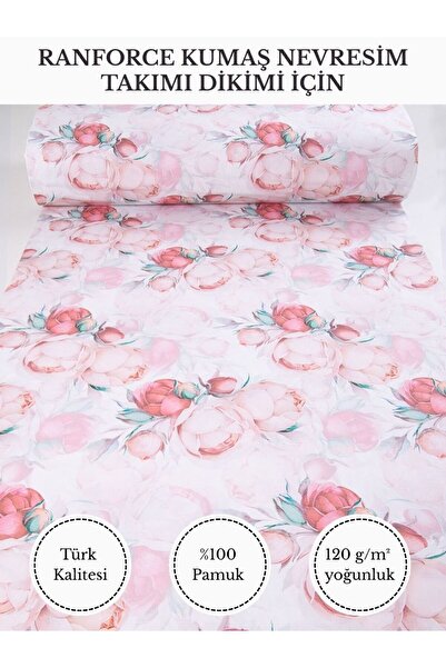 FabricMarket Renkli Baskılı Ranforce Kumaş – %100 Pamuk Nevresimlik Kumaş, 24...
