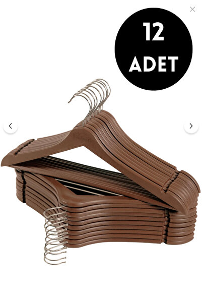 ZHR Elektronik - 13425800 - 12'li Ahşap Görünümlü Kıyafet Askısı - Pantolon A...
