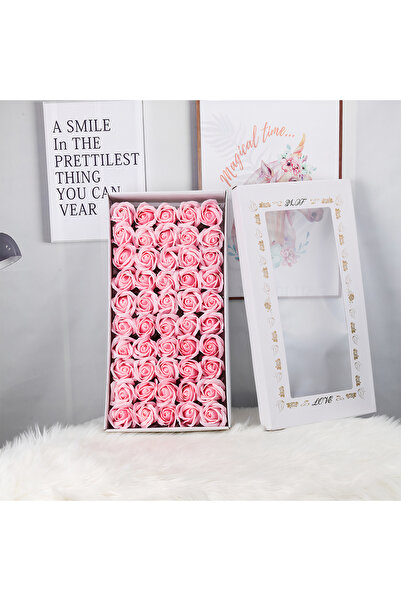 JML1 Scented Roses 50/set from Soap, Flower 7x5cm, Box 45x23cm, Light Pink