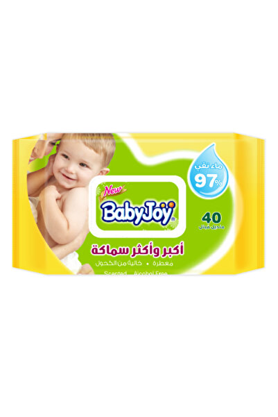 Baby Joy مناديل بيبي جوي المبللة، أكثر سمكًا وأكبر حجمًا، 40 منديلًا