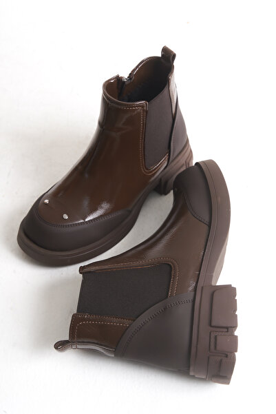 DELSOLERA Women's Flat Patent Leather Elastic Daily Comfortable Stylish Boots