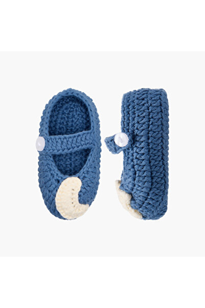 Juniors جوارب قصيرة مزخرفة بالكروشيه مع زر إغلاق