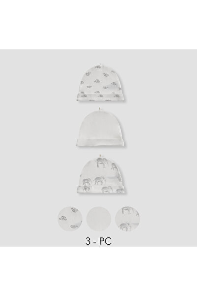 Juniors Elephant Print Beanie Cap - Set of 3