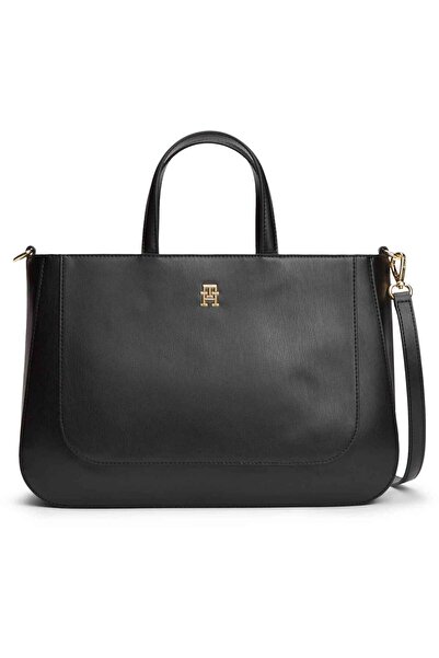 Tommy Hilfiger Women's Brand Logo Suitable for Daily Use Black Handbag Aw0Aw1...