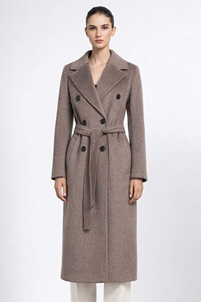 Ekol Beli Kuşaklı Kruvaze Yaka Kaban