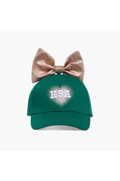 Juniors قبعة مطرزة بمناسبة اليوم الوطني للمملكة العربية السعودية مع فيونكة