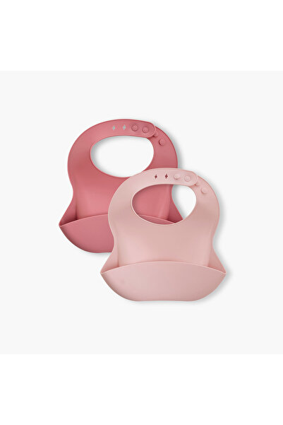 giggles Juniors Solid Silicone Bib - Set of 2