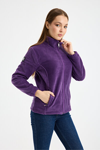 MONNSTUDİO Kadın Tam Fermuarlı Yan Cepli Kalın Outdoor Polar Ceket