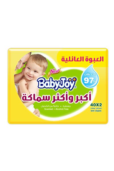 Baby Joy عبوة عائلية من مناديل بيبي جوي المعطرة، 2 × 40 منديل