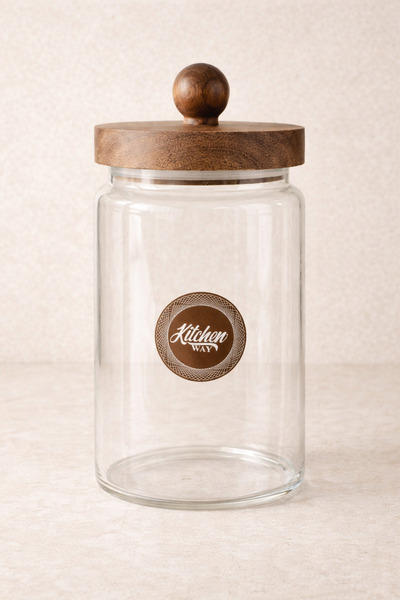 Kitchen Way Acacia Gasket Lid Borosilicate 750ml Jar Kw-744