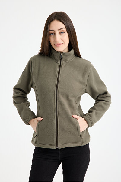 MONNSTUDİO Kadın Tam Fermuarlı Yan Cepli Kalın Outdoor Polar Ceket