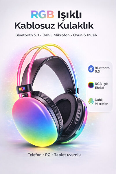 Zineets Mikrofonlu Kablosuz Bluetooth Uyumlu Oyuncu Kulaklığı Gaming Kulaklık...