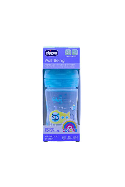 Chicco زجاجة مياه ويل بينج زرقاء +0 متر تدفق بطيء 150 مل