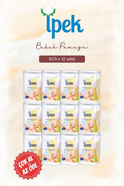 Rosie İpek Bebek Temizleme Pamuğu 60'lı x 12 paket