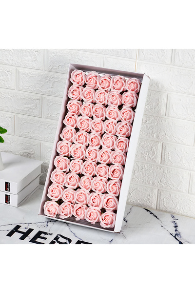 JML1 Scented Roses 50/set from Soap, Flower 7x6cm, Box 45x23cm, Pastel Pink Wholesale