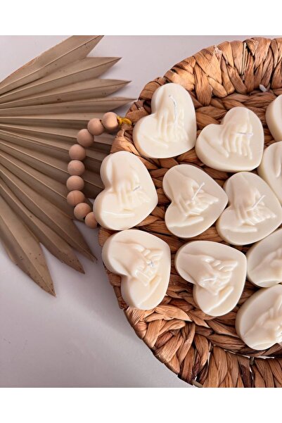 Kalp Figürlü El Yapımı Doğal Soya Mum (Asetat Kutulu) 10 adet
