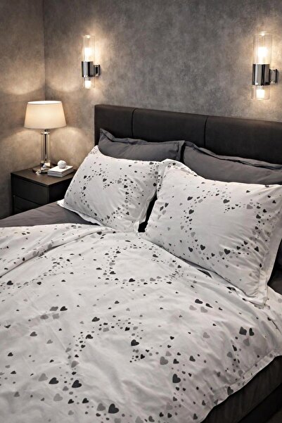 Bizdenuygunuyok 100% Cotton Double Size Fitted Sheet Duvet Cover Set – 4 Pill...