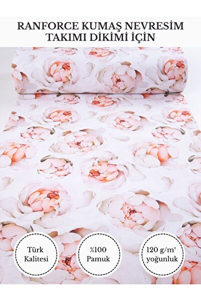 FabricMarket Renkli Baskılı Ranforce Kumaş – %100 Pamuk Nevresimlik Kumaş, 24...