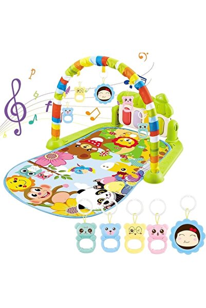 ecv بساط زحف وصالة ألعاب للأطفال مع موسيقى ومسطرة قياس الطول