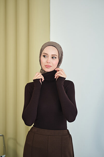 LOCCO Women's Turtleneck Bodysuit Brown