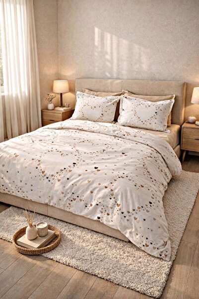 Bizdenuygunuyok 100% Cotton Double Size Fitted Sheet Duvet Cover Set – 4 Pill...